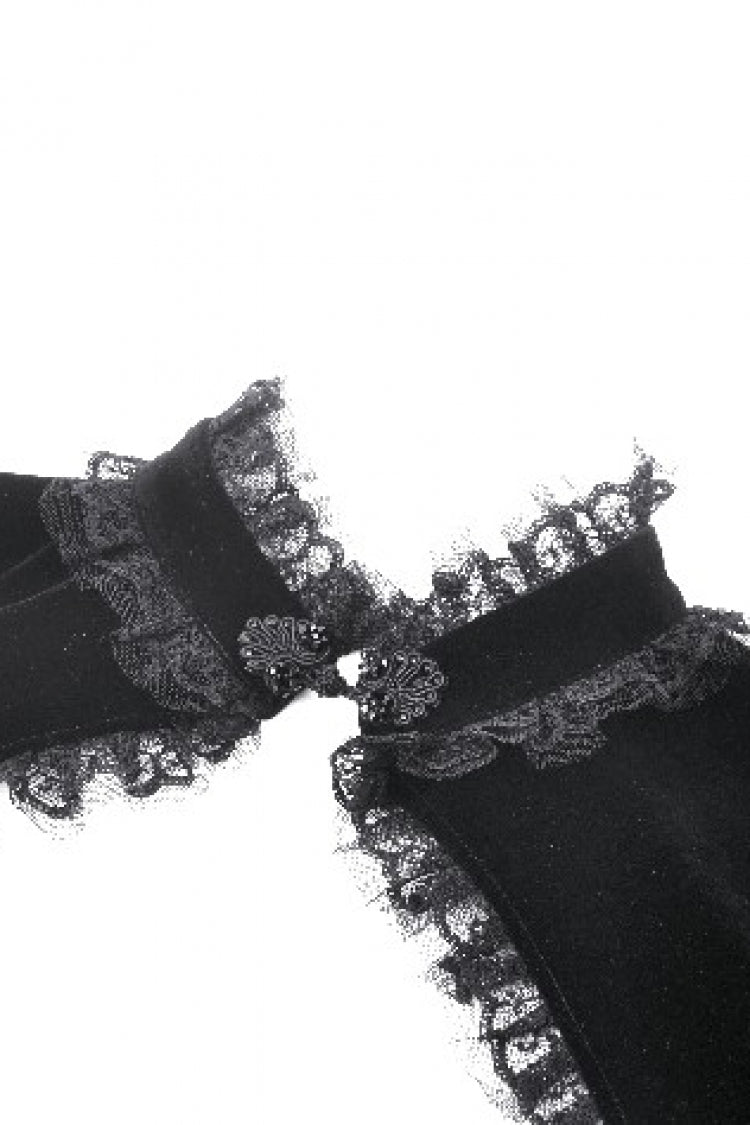 Black Long Lantern Sleeves Lace Spliced Velvet Women's Gothic Cape