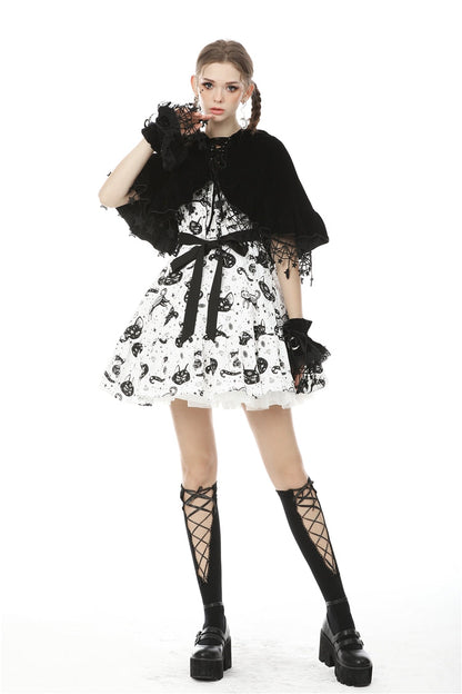 Black Lace-Up Women's Lolita Cat Ears Hooded Cape with Star Tassels