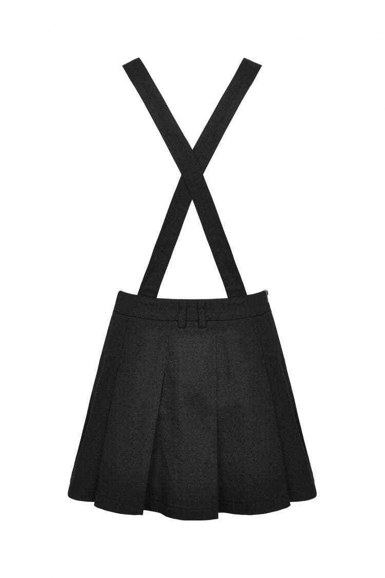 Black Devil Blood Women's Punk Suspender Pleated Skirt