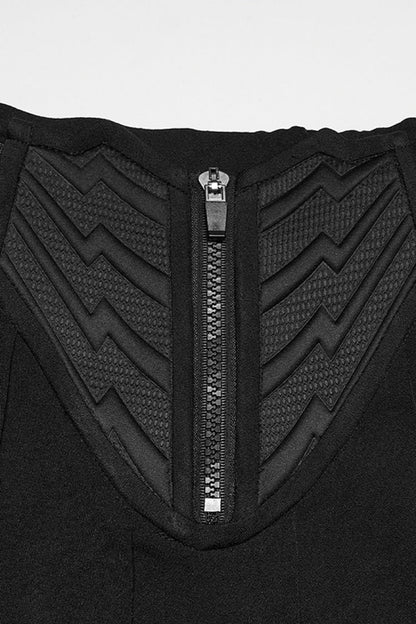 Black Buckled Zippered Pleated Women's Punk Skirt