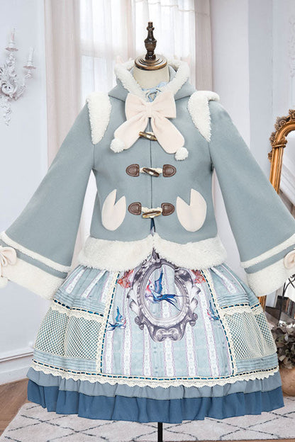Autumn Winter Double Collar Bowknot Single Breasted Sweet Lolita Cape Coat