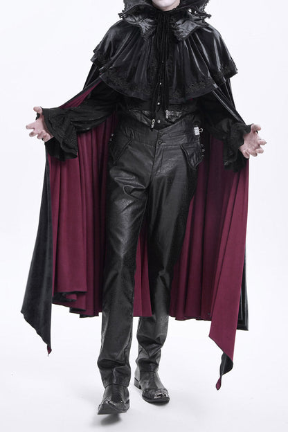 Black High Waisted Faux Leather  Men's Gothic Pants
