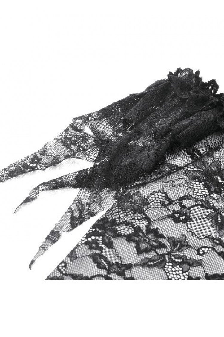 Black Off Shoulder Floral Sheer Lace Women's Gothic Top