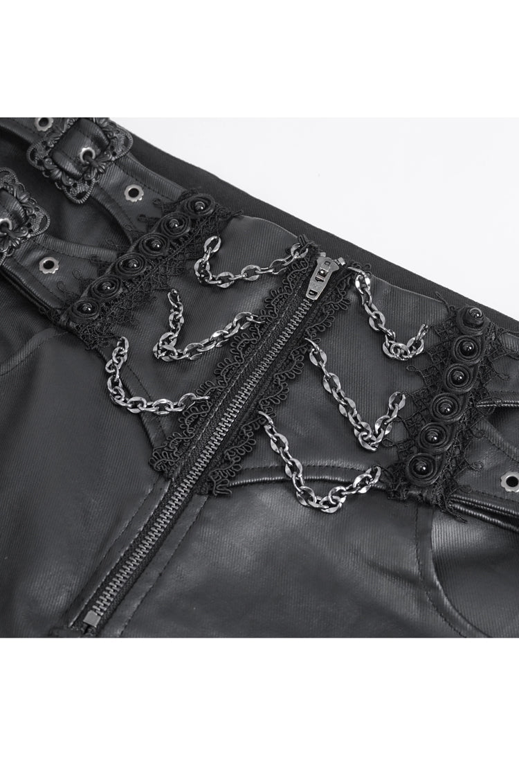 Black High Waisted Embroidery Men's Gothic Pants