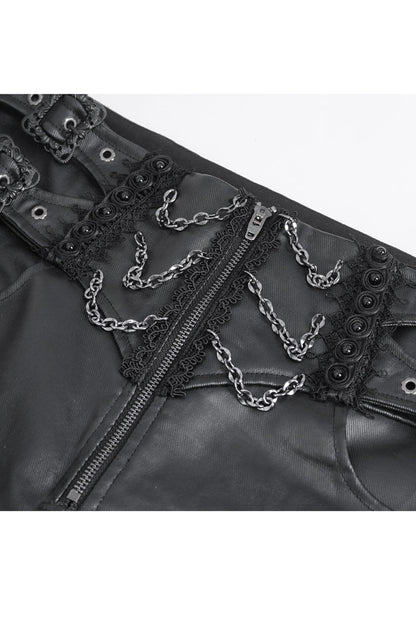 Black High Waisted Embroidery Men's Gothic Pants