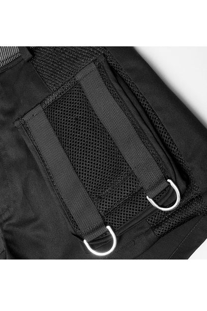 Black Clasp Belt Multi-Level Pocket Pit Ribbon Decoration High Waist Women's Punk Shorts