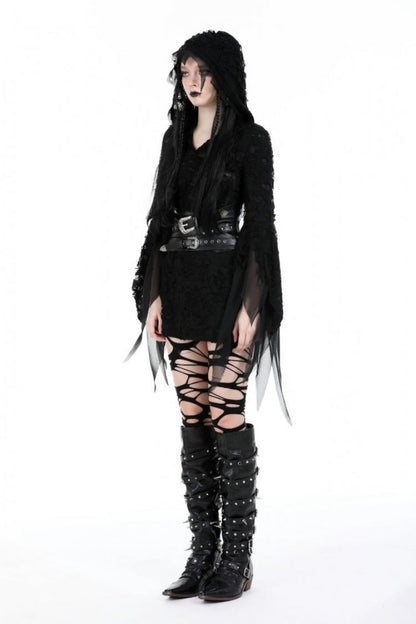 Black Lace-Up Studded Buckled Women's Punk PU Underbust Corset
