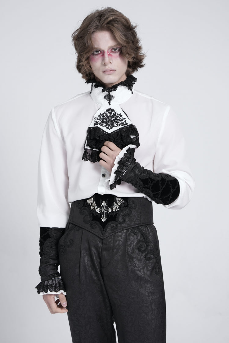 Black Embroidered Lace-Up Men's Gothic Accessory  Bat Embroidered Girdle