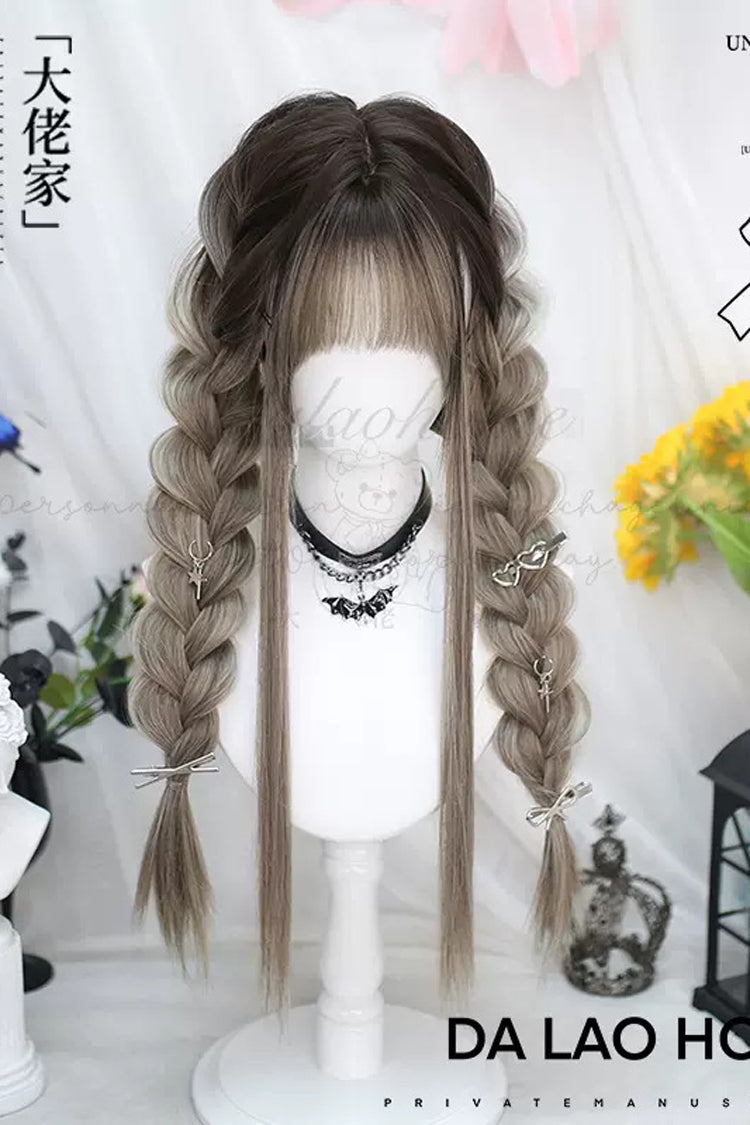 Beige/Gray Gradient Long Straight Sweet Lolita Wigs