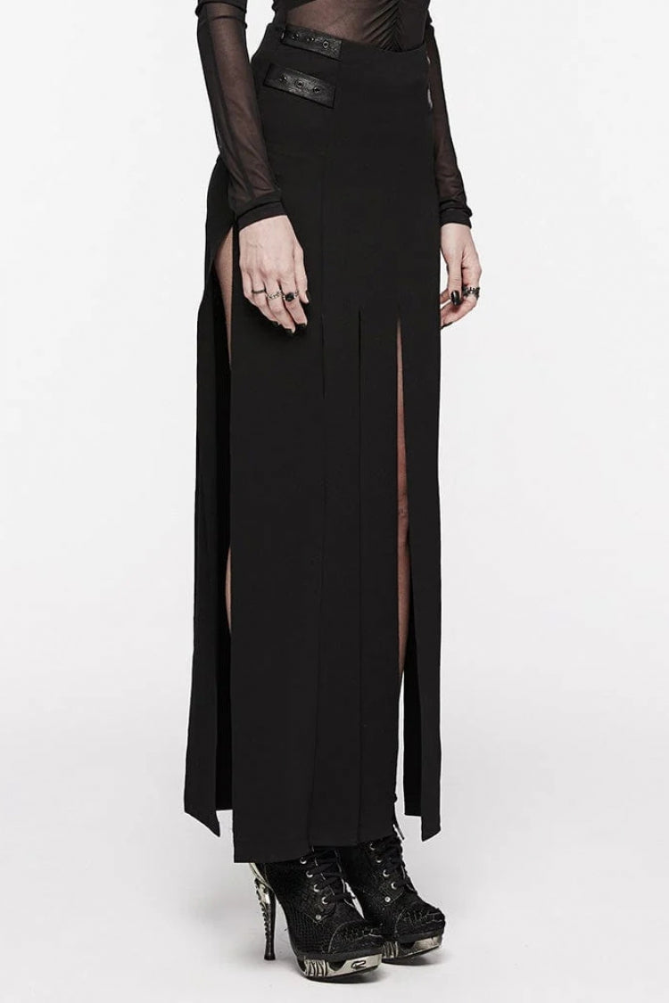 Black Flowing Tassel Women's Punk Skirt