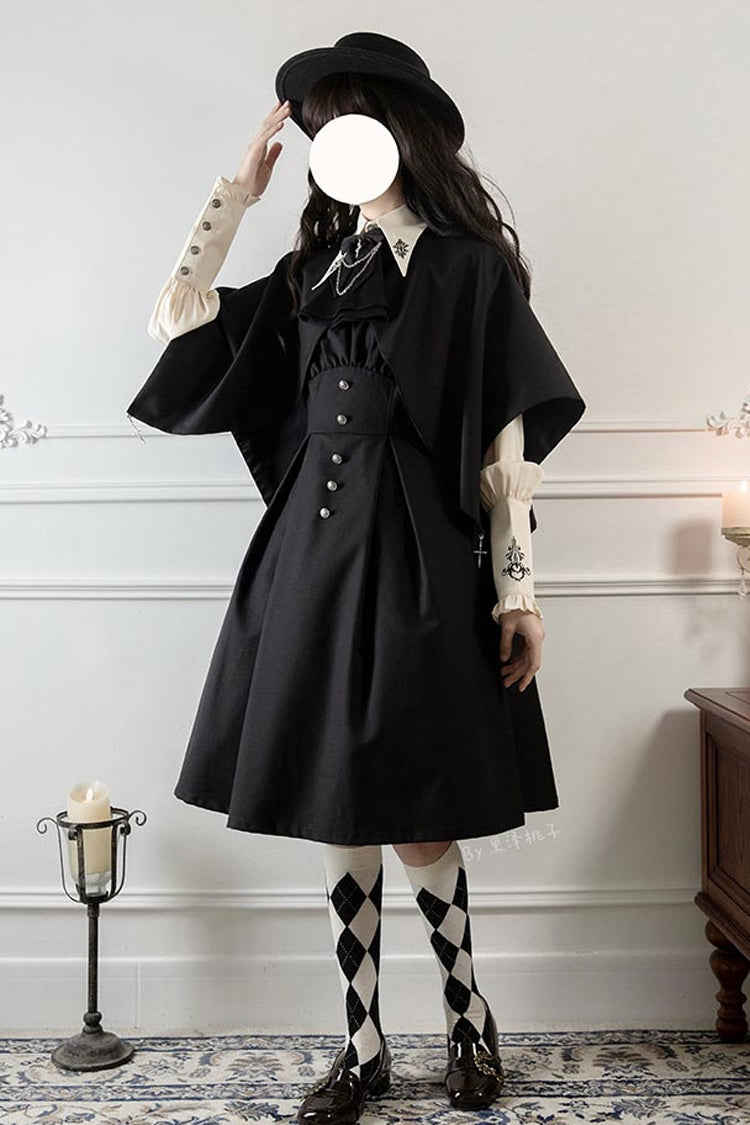 Black Night Raven Magic Metal buttons Gothic Lolita Dress