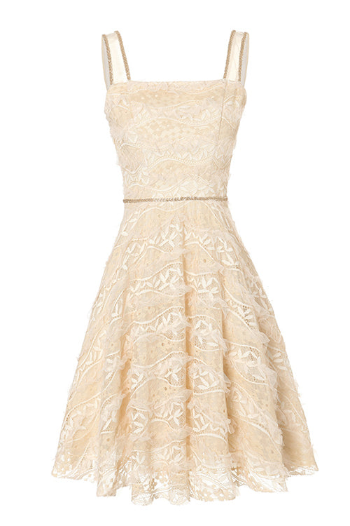 Beige Elegant Lace Embroidered High Waisted Sweet Lolita JSK Dress