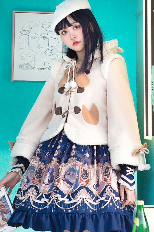 Autumn Winter Double Collar Bowknot Single Breasted Sweet Lolita Cape Coat