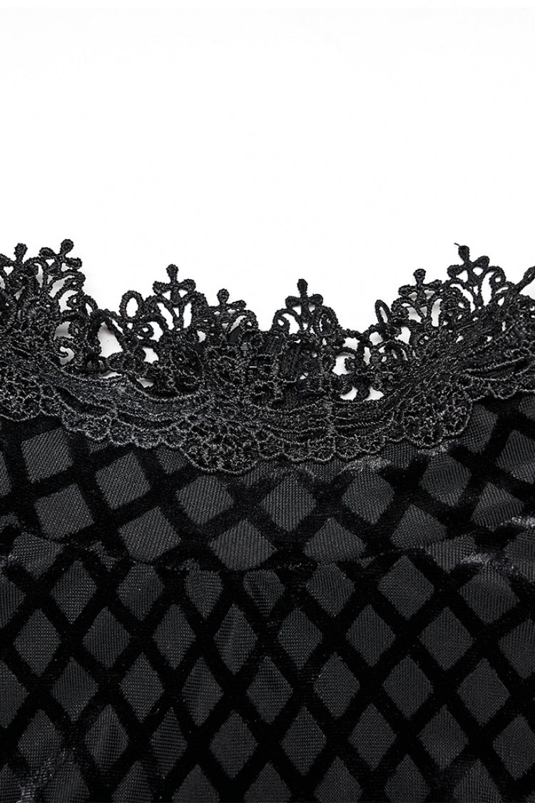 Black Long Sleeves Invisible Zipper High Waisted Hollow Stitching Women's Gothic Dress