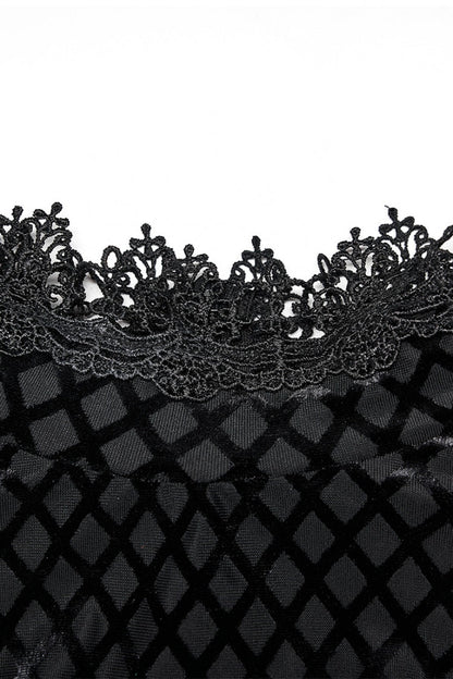 Black Long Sleeves Invisible Zipper High Waisted Hollow Stitching Women's Gothic Dress
