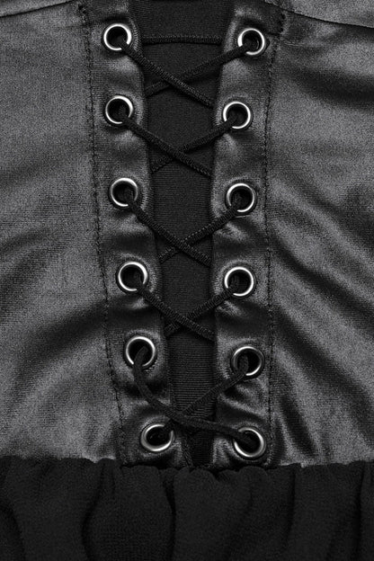 Black Halterneck Lace-Up Irregular Women's Punk Party Dress