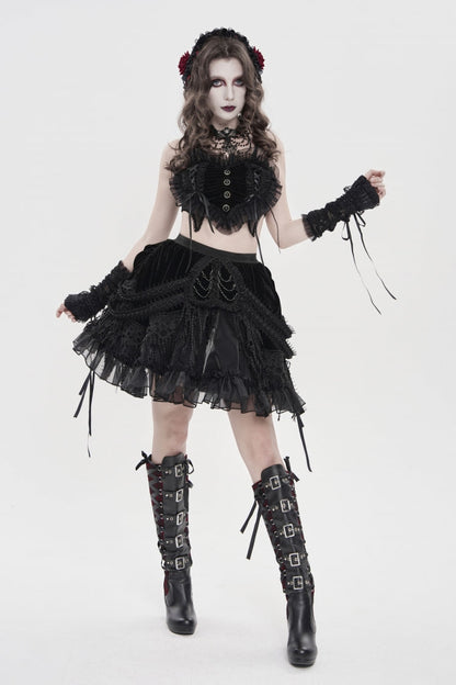 Black Multi-Layered  Tassels  Chain-Decorated Women's Gothic Skirt