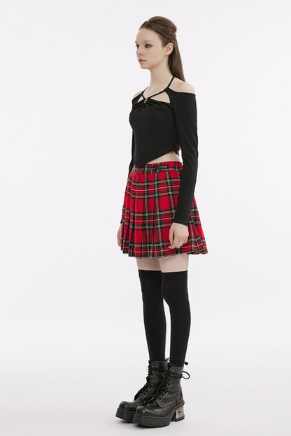 Black Long Sleeves Heart-Shaped Hollow Halter Neck Women's Gothic T-Shirt
