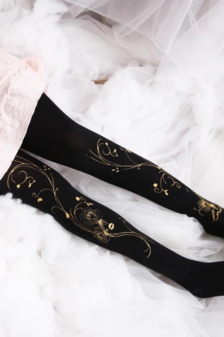 Black Hot Stamping Print Sweet Lolita Pantyhose 13 Styles