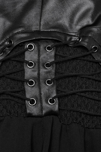 Black Halterneck Lace-Up Irregular Women's Punk Party Dress