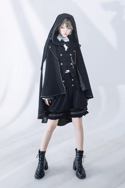 Black Anxious Rabbit Ouji Fashion Gothic Lolita Cloak