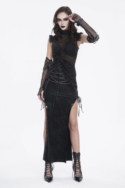 Black Mesh Studded Buckled Eyelet Women's Punk Accessory Arm Sleeves