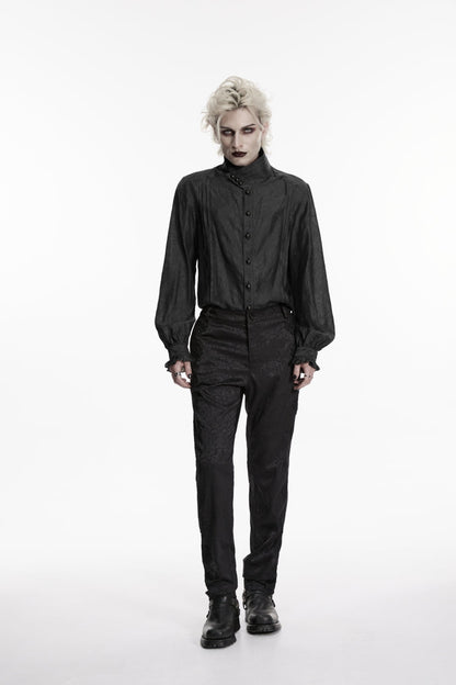 Black Jacquard Slim Men's Gothic Gorgeous Handsome Pants