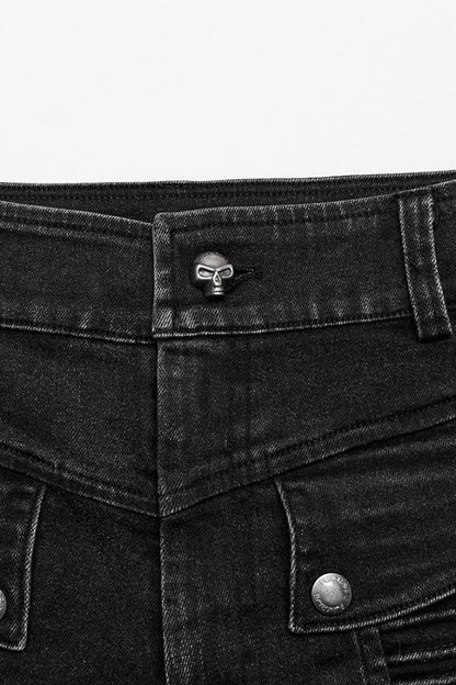 Black Multi-pockets Pleated Men's Punk Pants