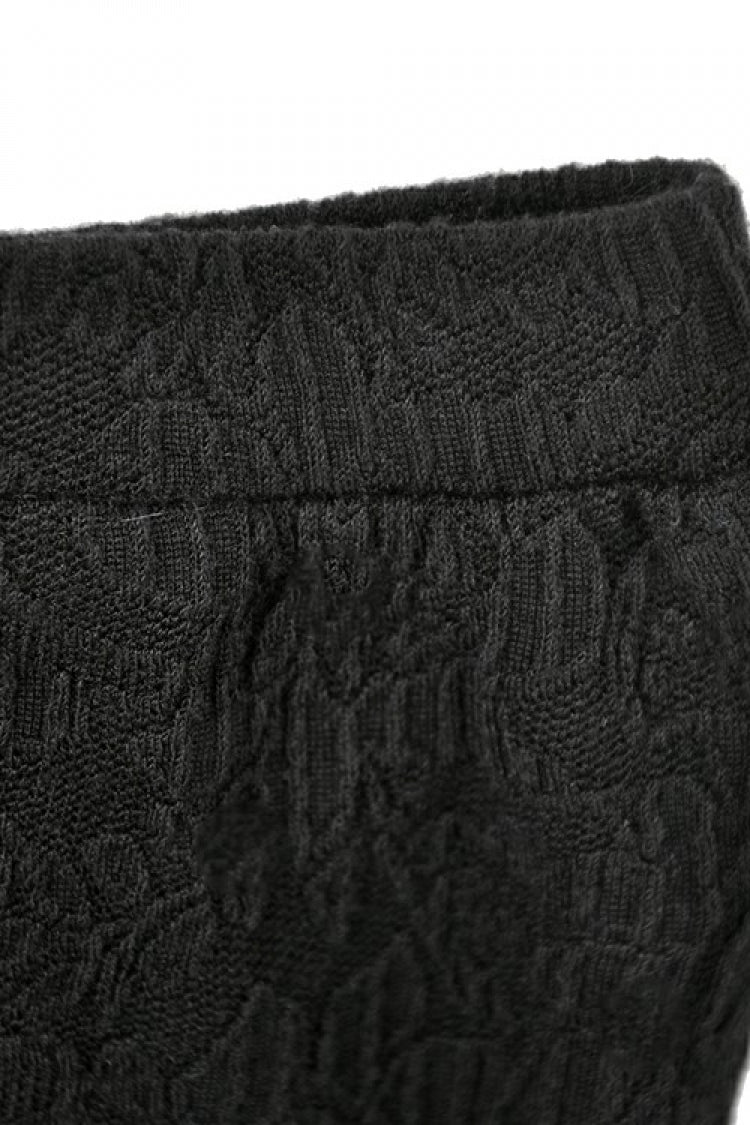 Black Floral Lace Sides Women's Gothic Short Leggings