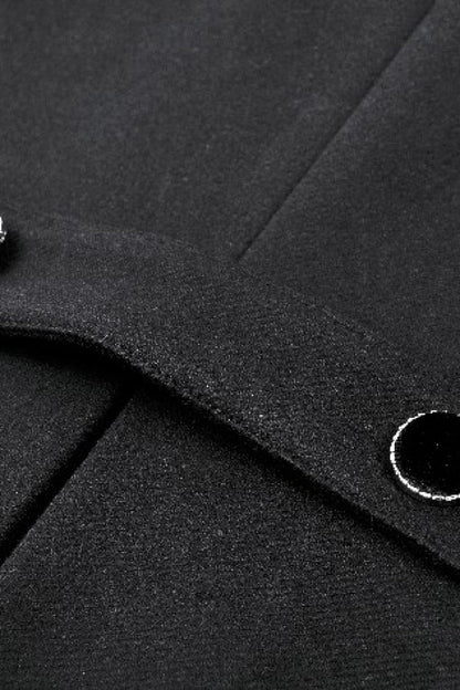 Black Long Sleeves Crescent Moon Bow Spliced Double-breasted Women's Gothic Coat with Cat Ear Hood