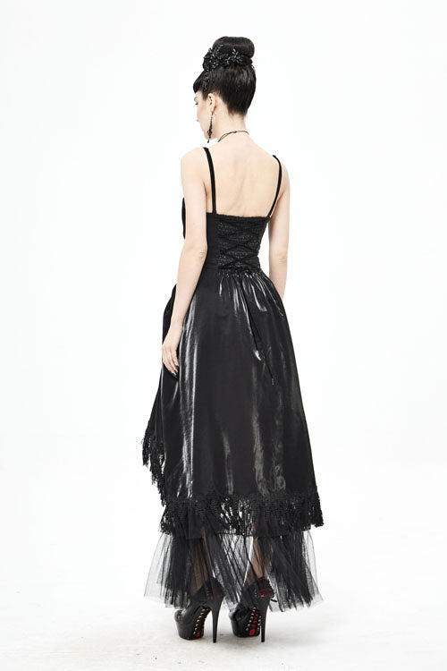 Black Gothic Tube Top Layered Womens Dress