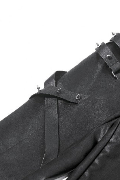 Black Asymmetric Studded Women's Punk Pants