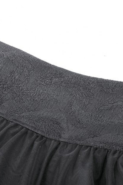 Black Layered Lace Mesh Lace-Up Zippered Women's Punk Mini Skirt