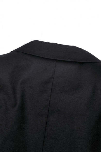 Black Lapel Collar Long Sleeves Chain-Decorated Women's Punk Irregular Short Jacket