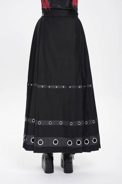 Black Eyelets Rivets Pentacle Horse-face Women's Punk Skirt