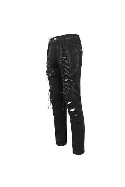 Black Personalities Strappy Distressed Men's Punk Pants