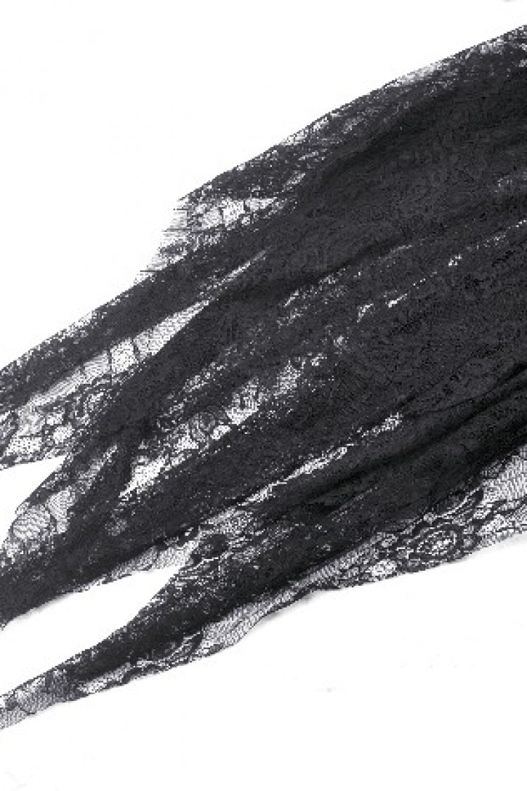 Black Off Shoulder Long Sleeves Women's Gothic Irregular Lace Dress Wedding Dress