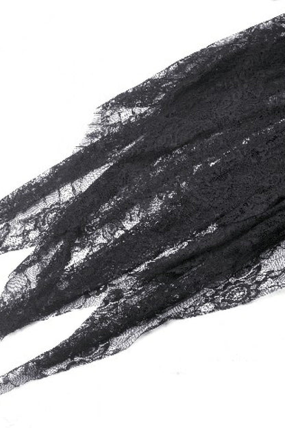 Black Off Shoulder Long Sleeves Women's Gothic Irregular Lace Dress Wedding Dress