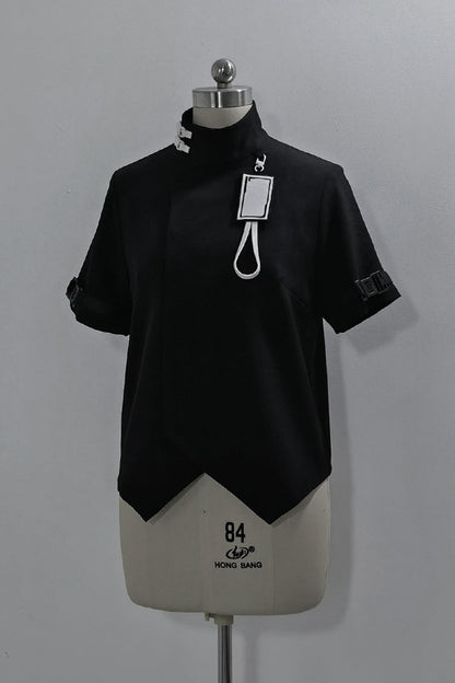 Black Functional Style Stand Collar Short Sleeves Ouji Fashion Prince Handsome Lolita Blouse