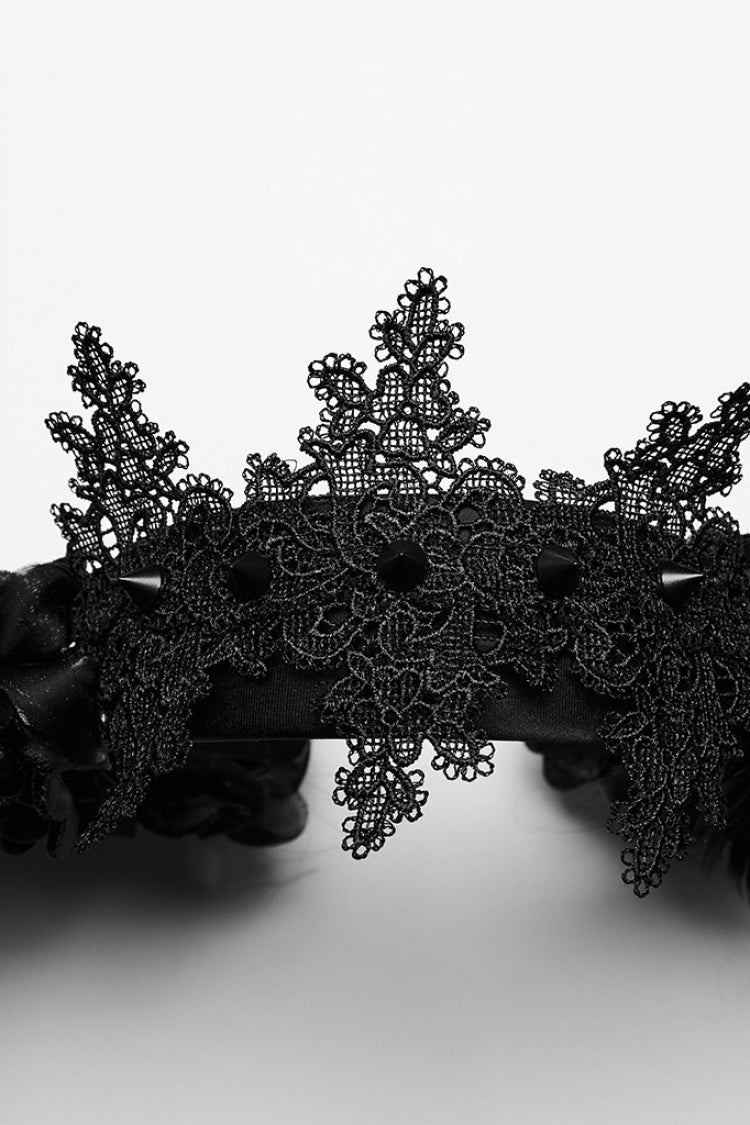 Black Lace Faux Feather Wing Women's Gothic Headwear