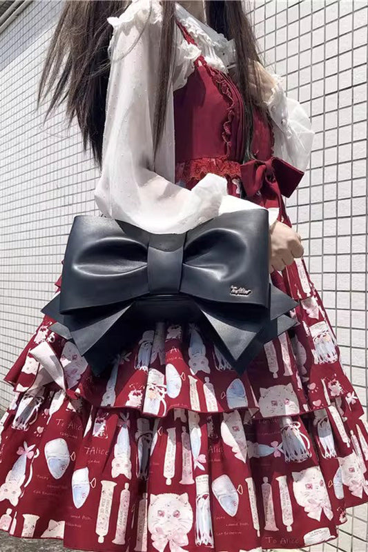 Black Bow Pearl-Decorated Gothic Lolita Handbag