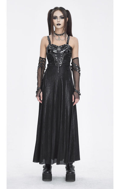 Black Buckle Strap Eyelets Womens Gothic Jsk Dress