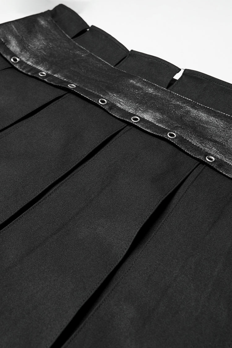 Black Cut-Out Women's Punk Eyelet Pleated Skirt