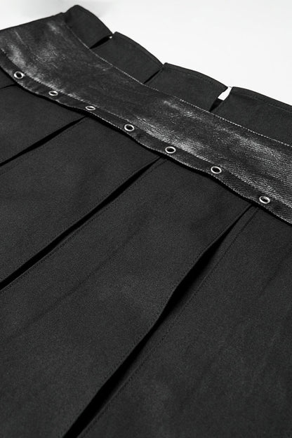 Black Cut-Out Women's Punk Eyelet Pleated Skirt