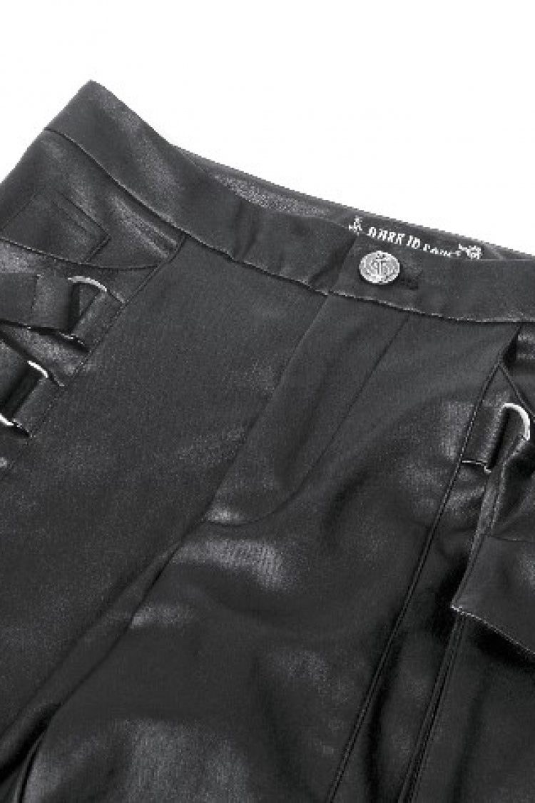 Black Asymmetric Studded Women's Punk Pants