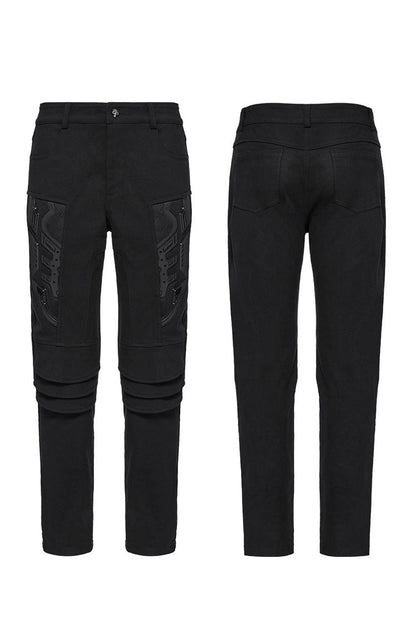 Black 3D Amor Patch Stitching Men's Punk Pants