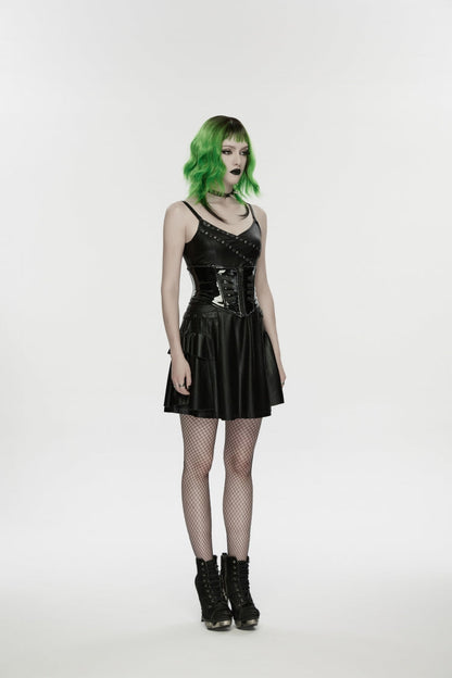 Black Lace-Up Slim Zippered Women's Punk Underbust Corset