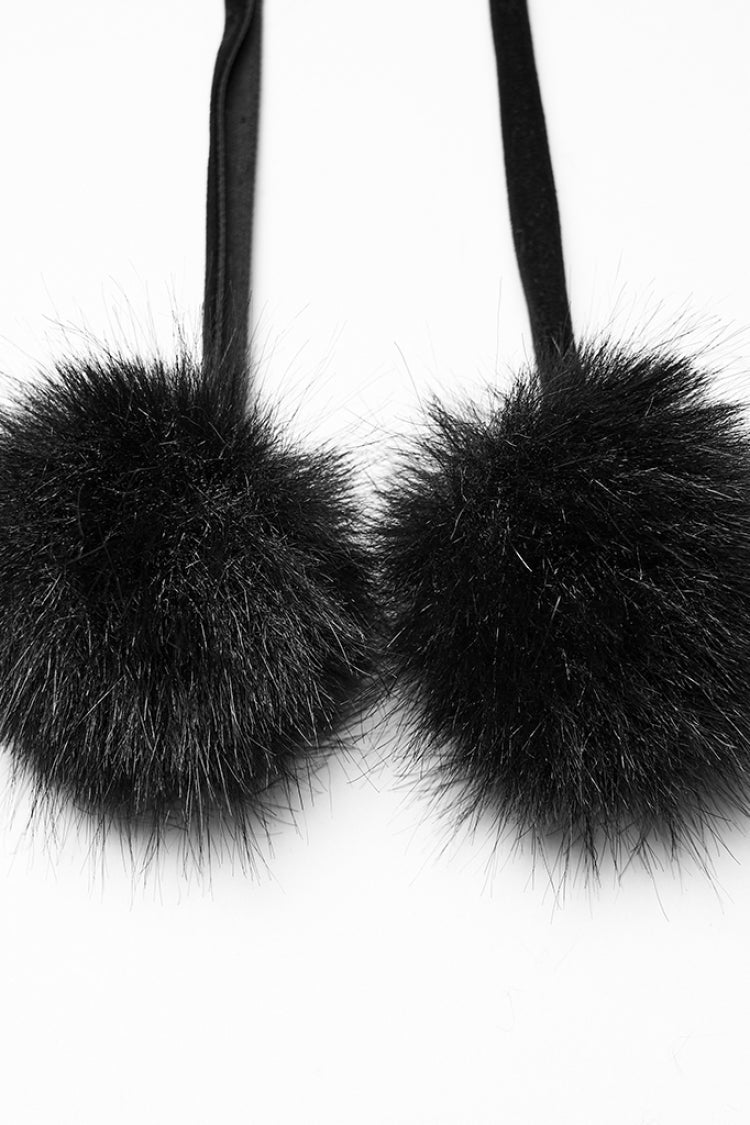 Black Faux Fur Spliced Hooded Women's Gothic Coat Cloak