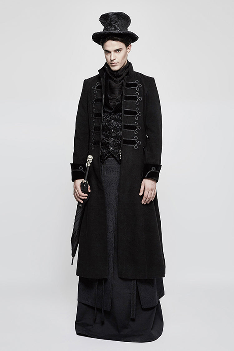 Black Jacquard Velvet Gothic Vintage V Collar Print Mens Vest