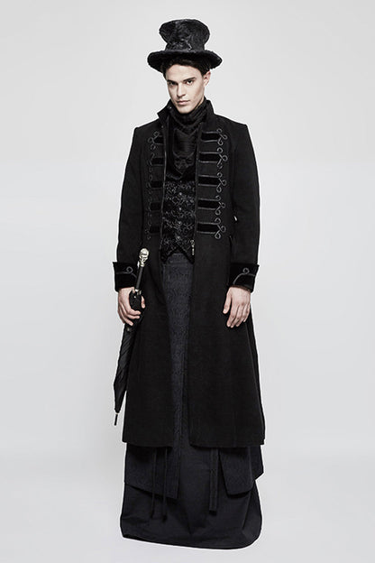 Black Jacquard Velvet Gothic Vintage V Collar Print Mens Vest